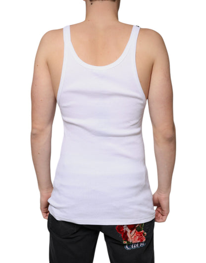 Dolce & Gabbana White Tank Sleeveless Round Neck T-shirt