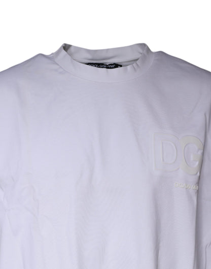 Dolce & Gabbana White Embossed Logo Crew Neck T-shirt