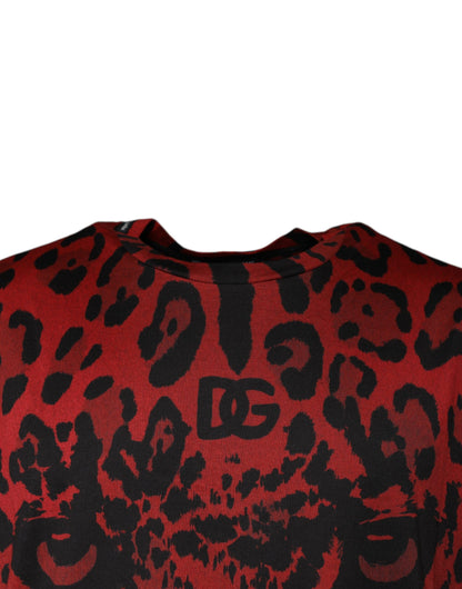 Dolce & Gabbana Red Leopard Cotton Short Sleeves T-shirt