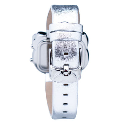 Chronotech Silver Leather Watch