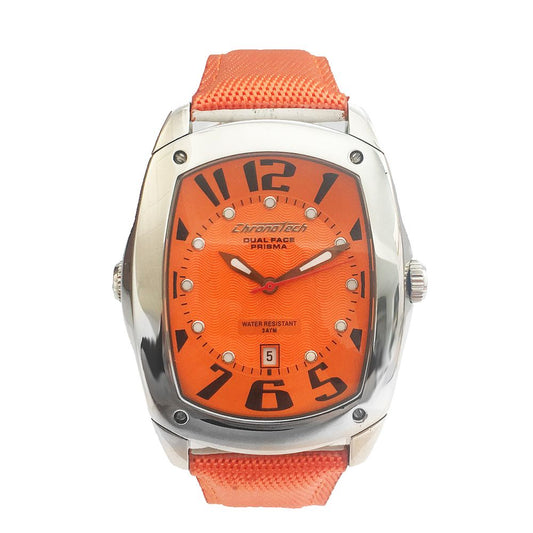 Chronotech Orange Leather Watch