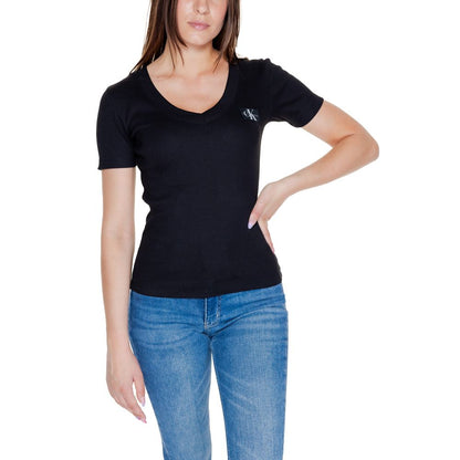 Calvin Klein Jeans Black Cotton Rigenerato Tops & T-Shirt