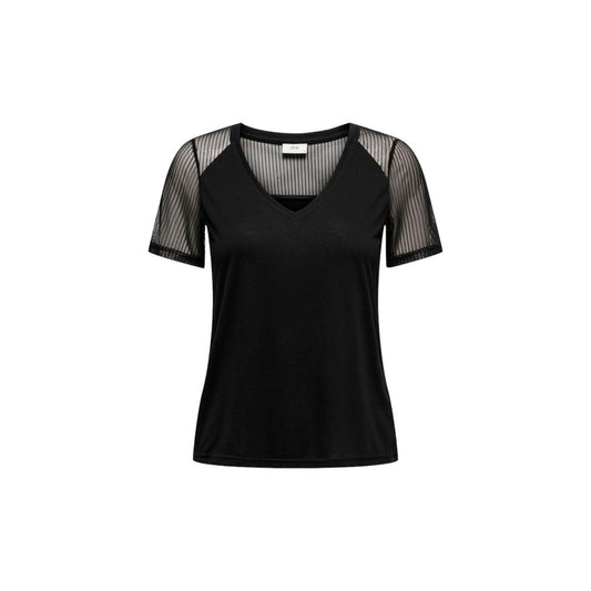 Jacqueline De Yong Black Cotton Tops & T-Shirt