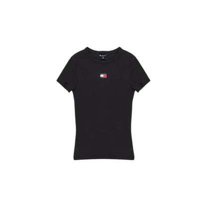 Tommy Hilfiger Jeans Black Cotton Rigenerato Tops & T-Shirt