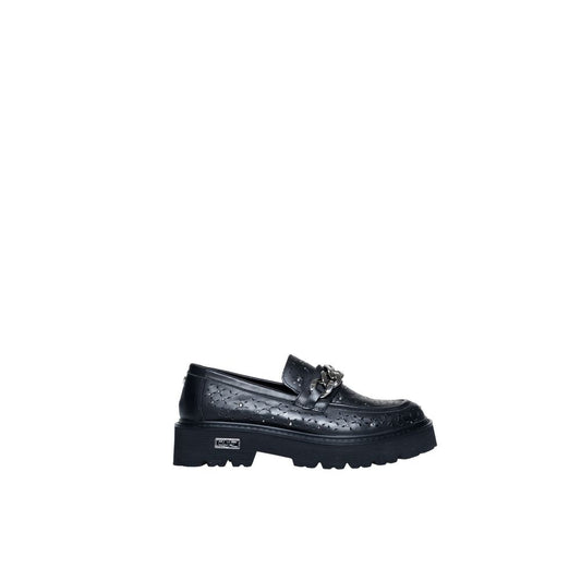 Cult Black Leather Flat Shoe