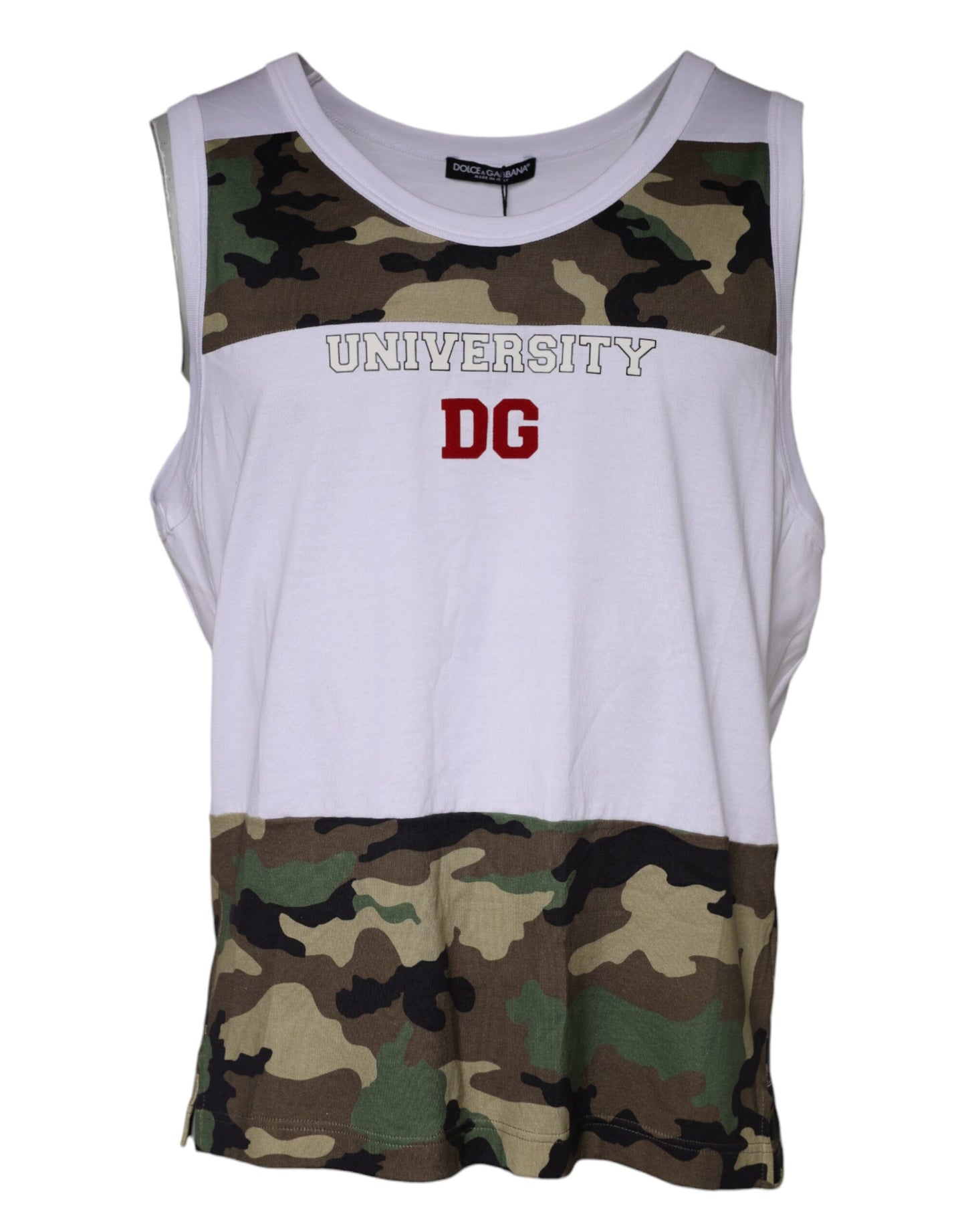 Dolce & Gabbana White Camouflage Tank Sleeveless T-shirt