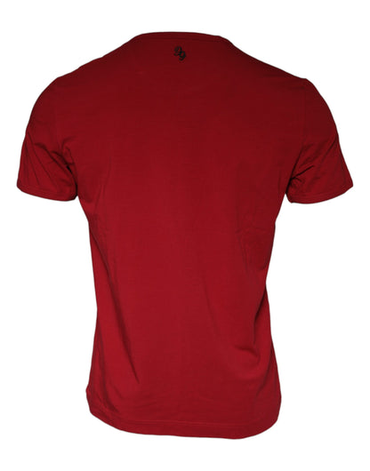 Dolce & Gabbana Red Cotton Round Neck Short Sleeve T-shirt