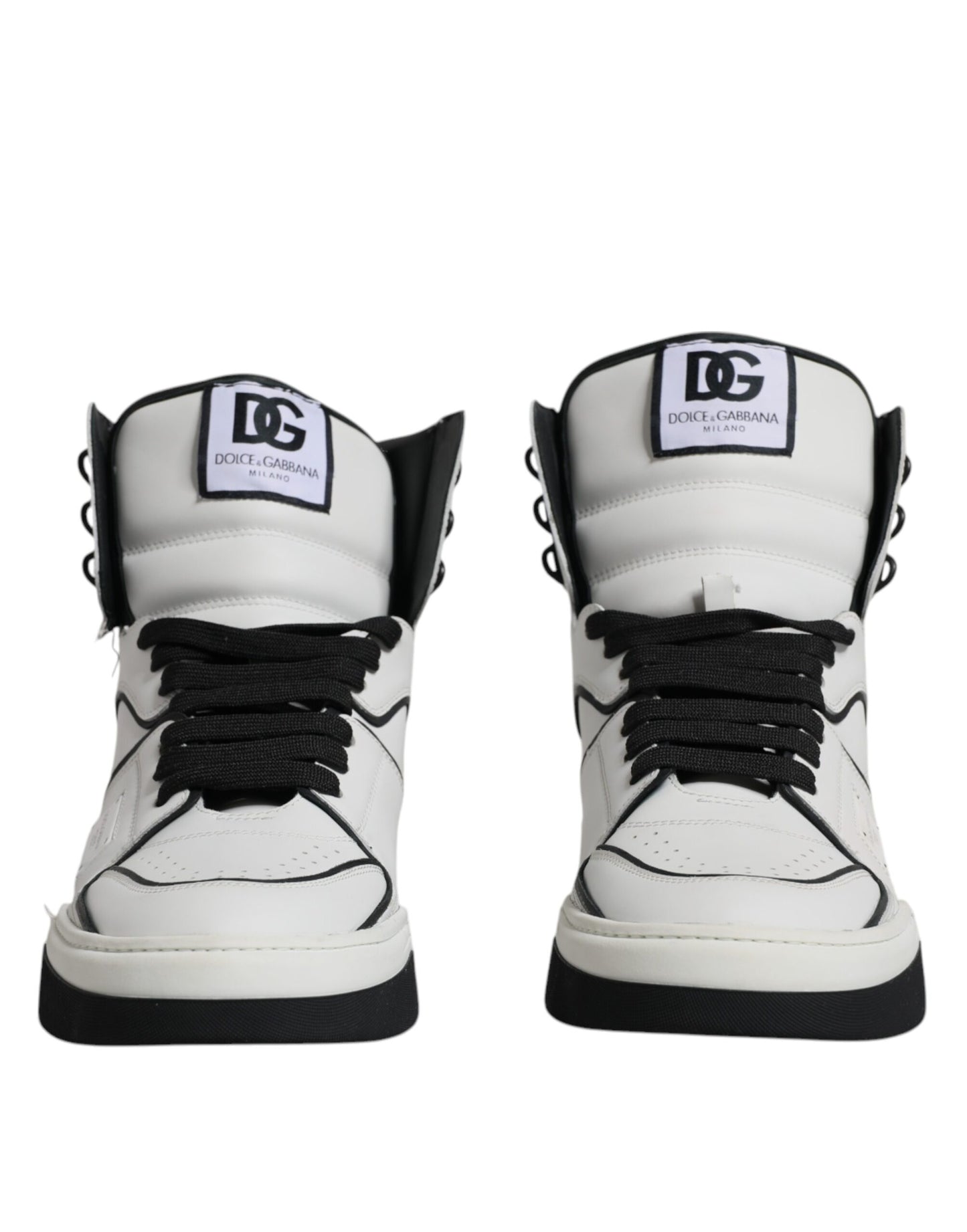 Dolce & Gabbana White Leather High Top Men Sneakers Shoes