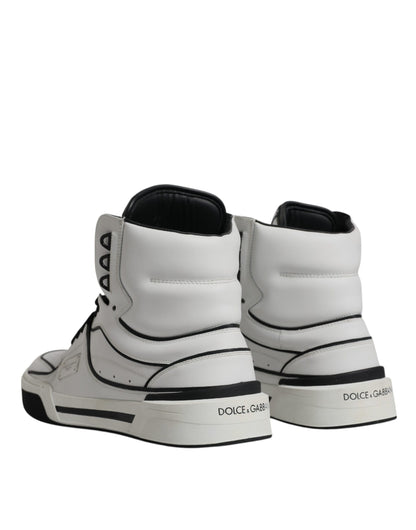 Dolce & Gabbana White Leather High Top Men Sneakers Shoes