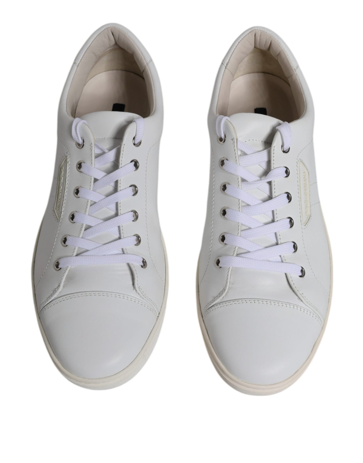 Dolce & Gabbana White Leather Low Top Men Sneakers Shoes