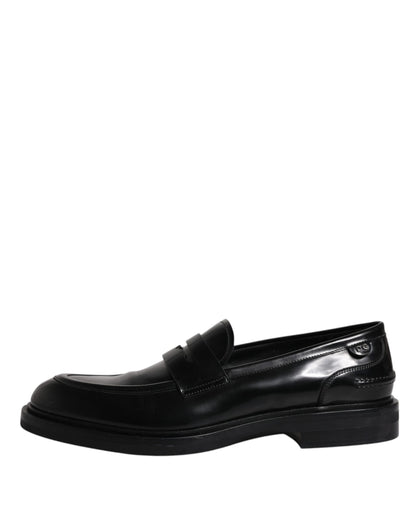 Dolce & Gabbana Black Leather Mocassin Formal Dress Shoes