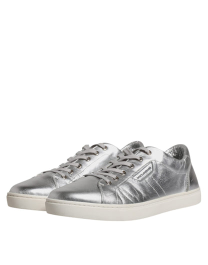 Dolce & Gabbana Silver London Low Top Leather Sneakers Shoes