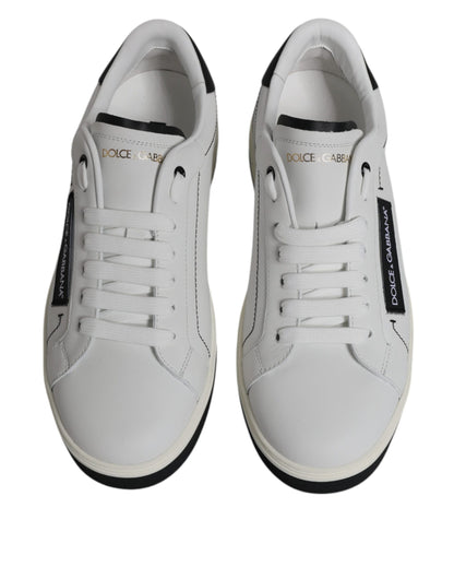 Dolce & Gabbana White Leather Low Top Men Sneakers Shoes