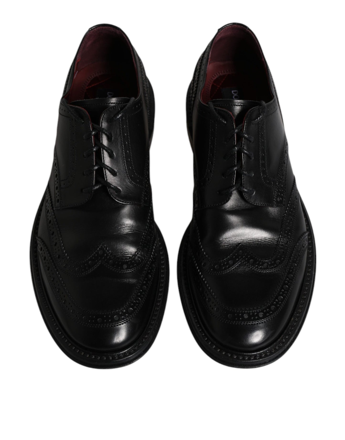 Dolce & Gabbana Black Leather Derby Wingtip Formal Shoes