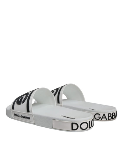 Dolce & Gabbana White Black Sandals Rubber Beachwear Shoes