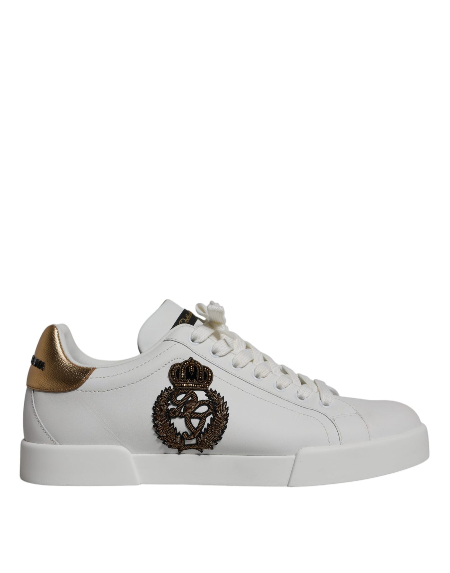 Dolce & Gabbana White Leather DG Logo Casual Low Top Sneakers Shoes