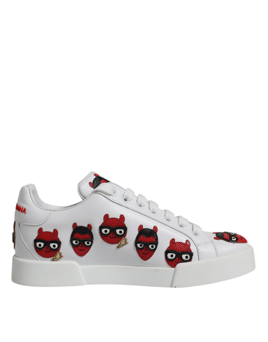 Dolce & Gabbana White Devil Face Portofino Sneakers Shoes