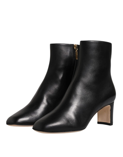 Dolce & Gabbana Black Jackie Leather Mid Calf Boots Shoes