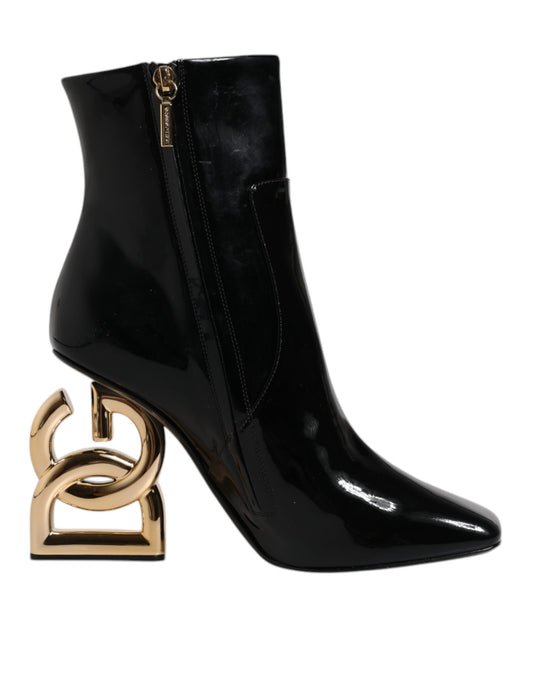 Dolce & Gabbana Black Jackie Leather Mid Calf Boots Shoes