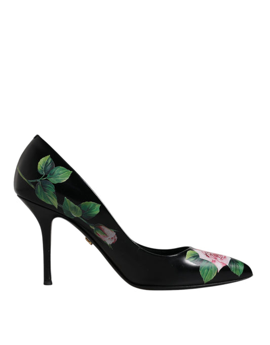 Dolce & Gabbana Black Floral Print High Heels Pumps Shoes