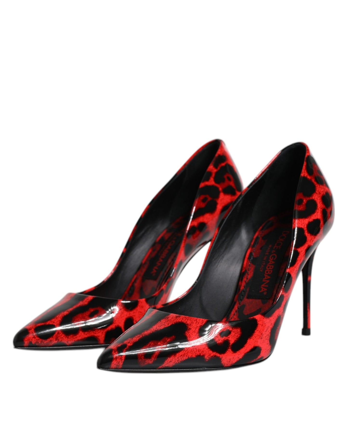 Dolce & Gabbana Red Leopard Leather Stiletto High Heels Pumps Shoes