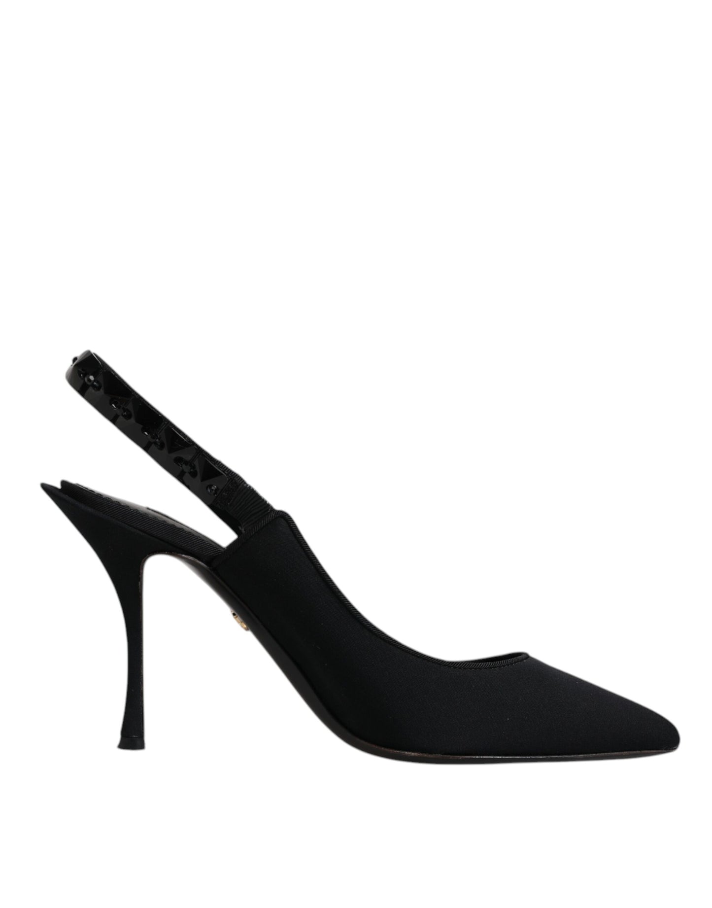 Dolce & Gabbana Black Embellished Charmeuse Slingback Shoes