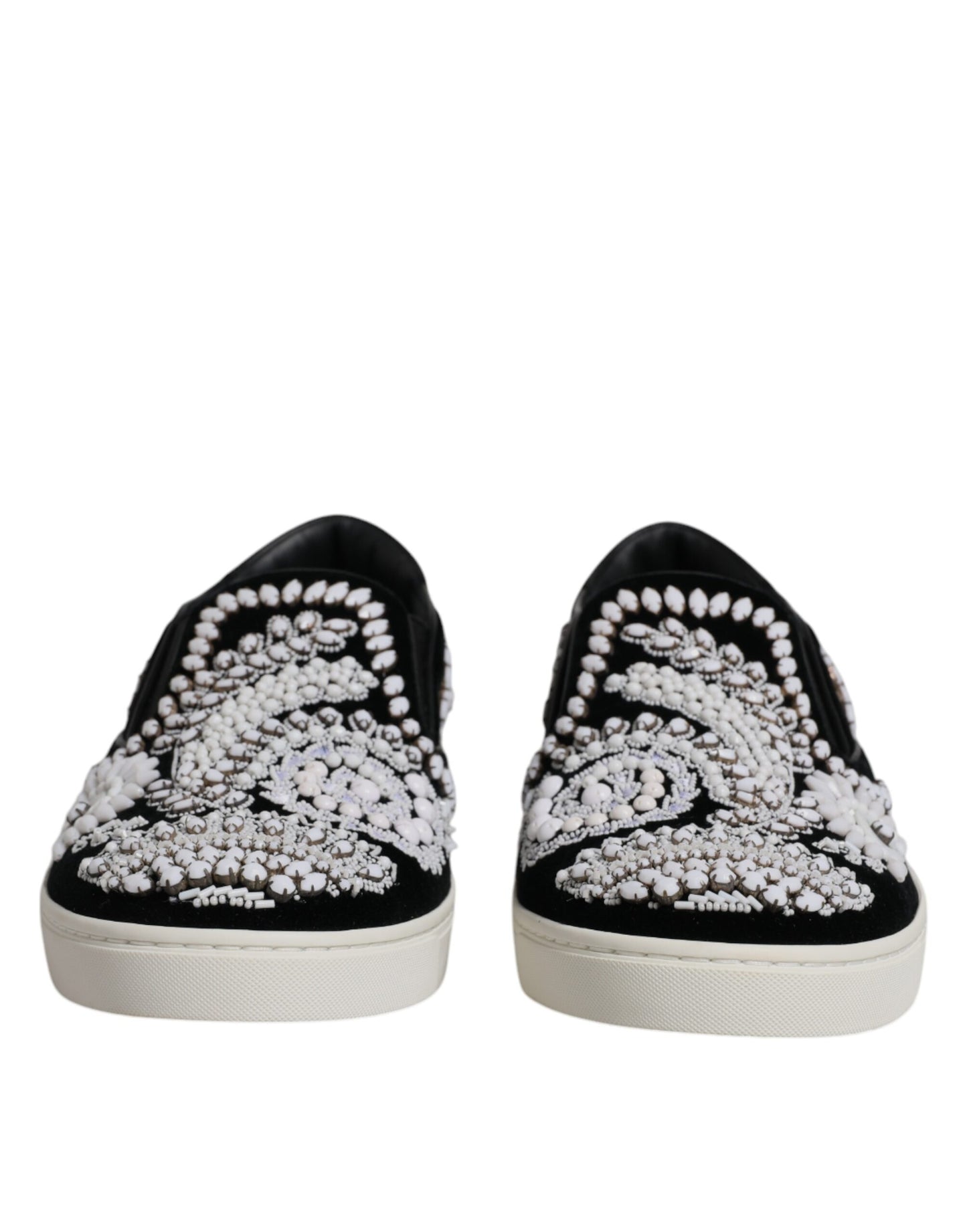 Dolce & Gabbana Black Embellished London Men Slip On Shoes