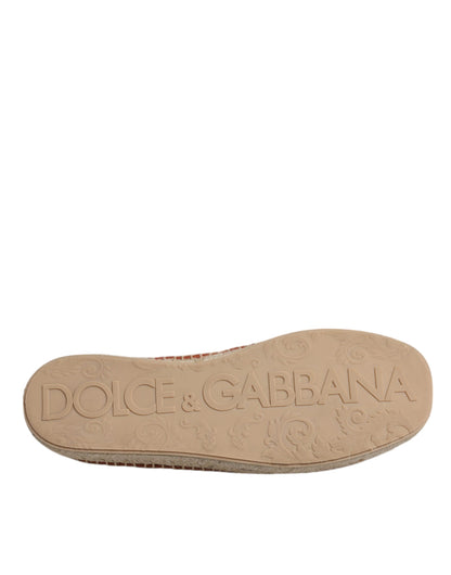 Dolce & Gabbana Maroon Woven Leather Men Espadrille Shoes