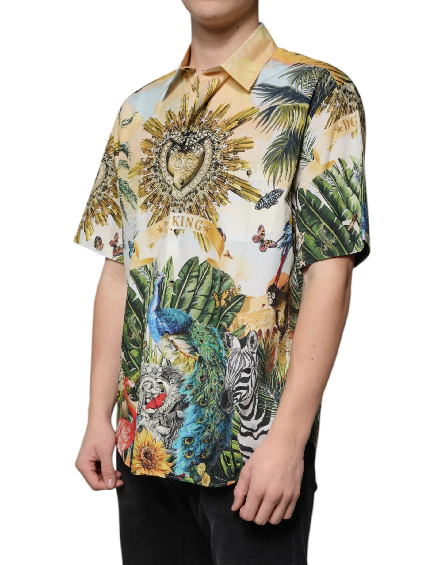 Dolce & Gabbana Multicolor Tropical Button Down Casual Shirt