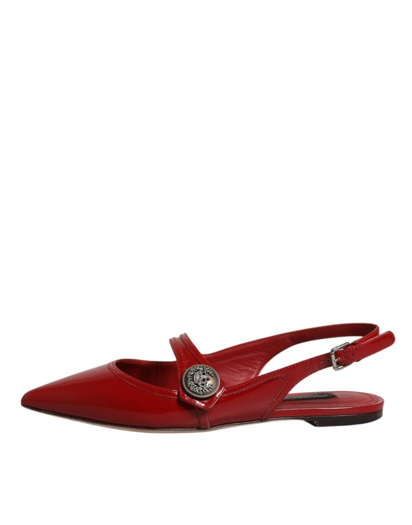 Dolce & Gabbana Red Leather Slingback Flats Sandals Shoes