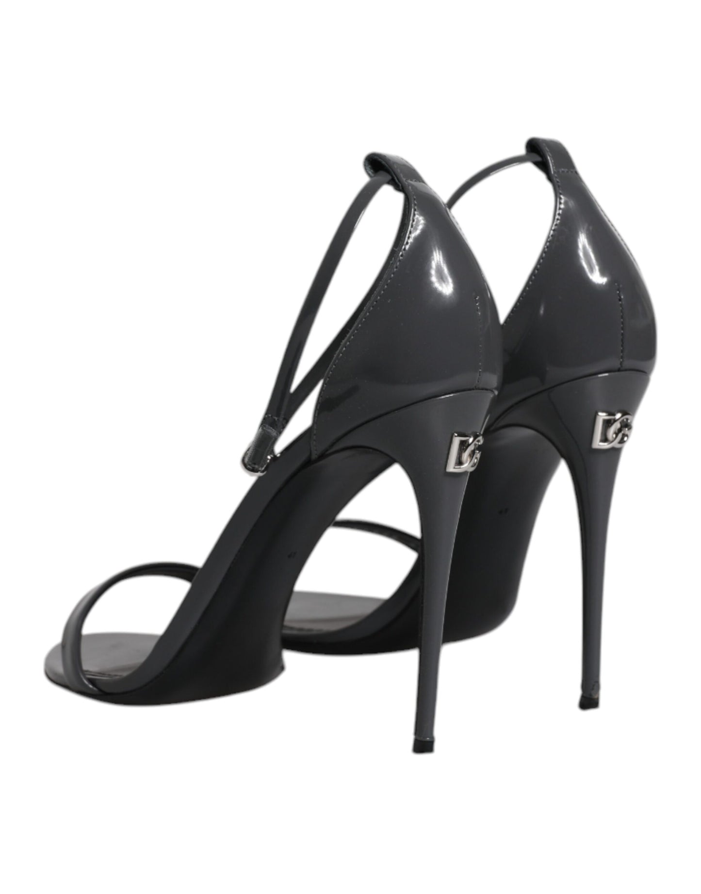 Dolce & Gabbana Grey Leather Ankle Strap Heel Sandals Shoes