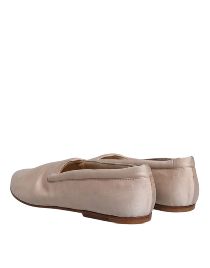 Dolce & Gabbana Beige Fabric Slip On Ballerina Flats Shoes