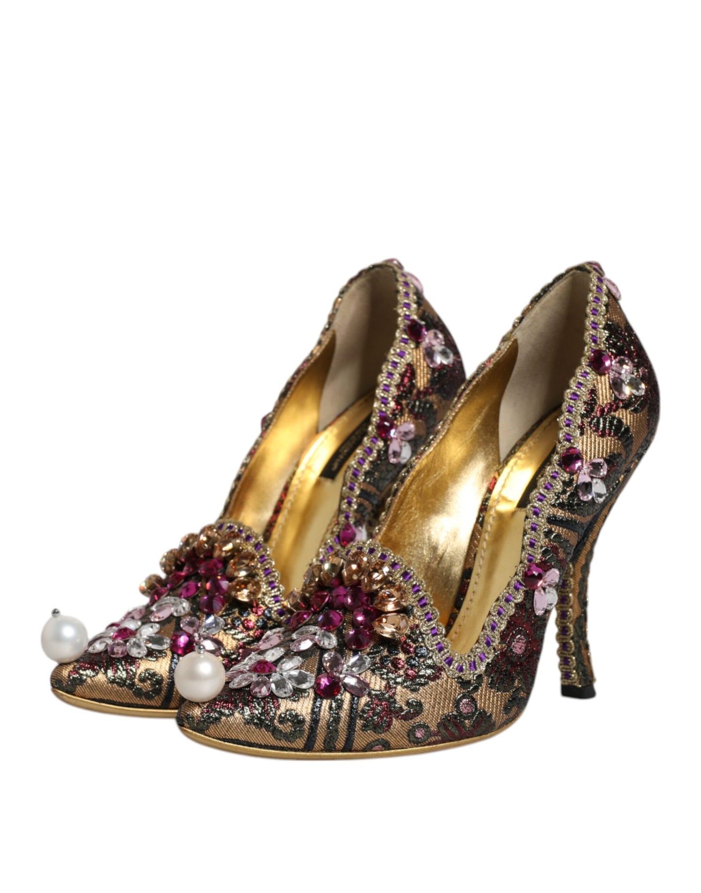 Dolce & Gabbana Multicolor Embellished Jacquard Pumps Shoes