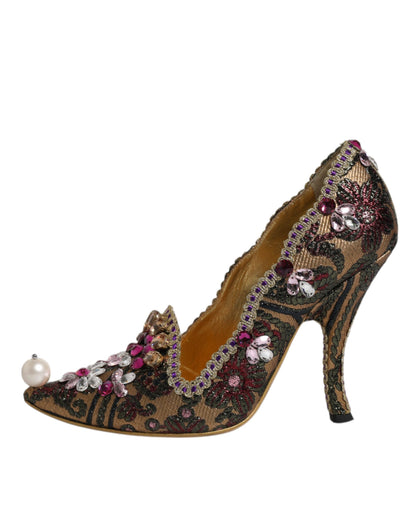 Dolce & Gabbana Multicolor Embellished Jacquard Pumps Shoes