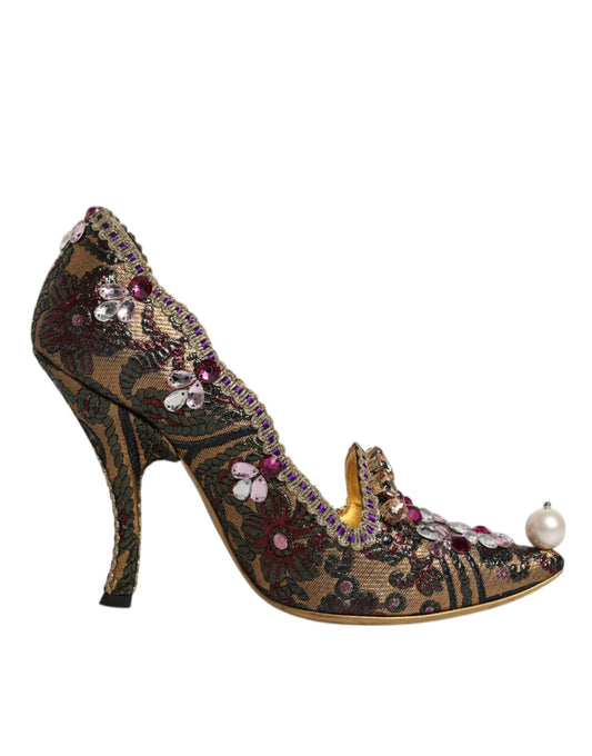 Dolce & Gabbana Multicolor Embellished Jacquard Pumps Shoes