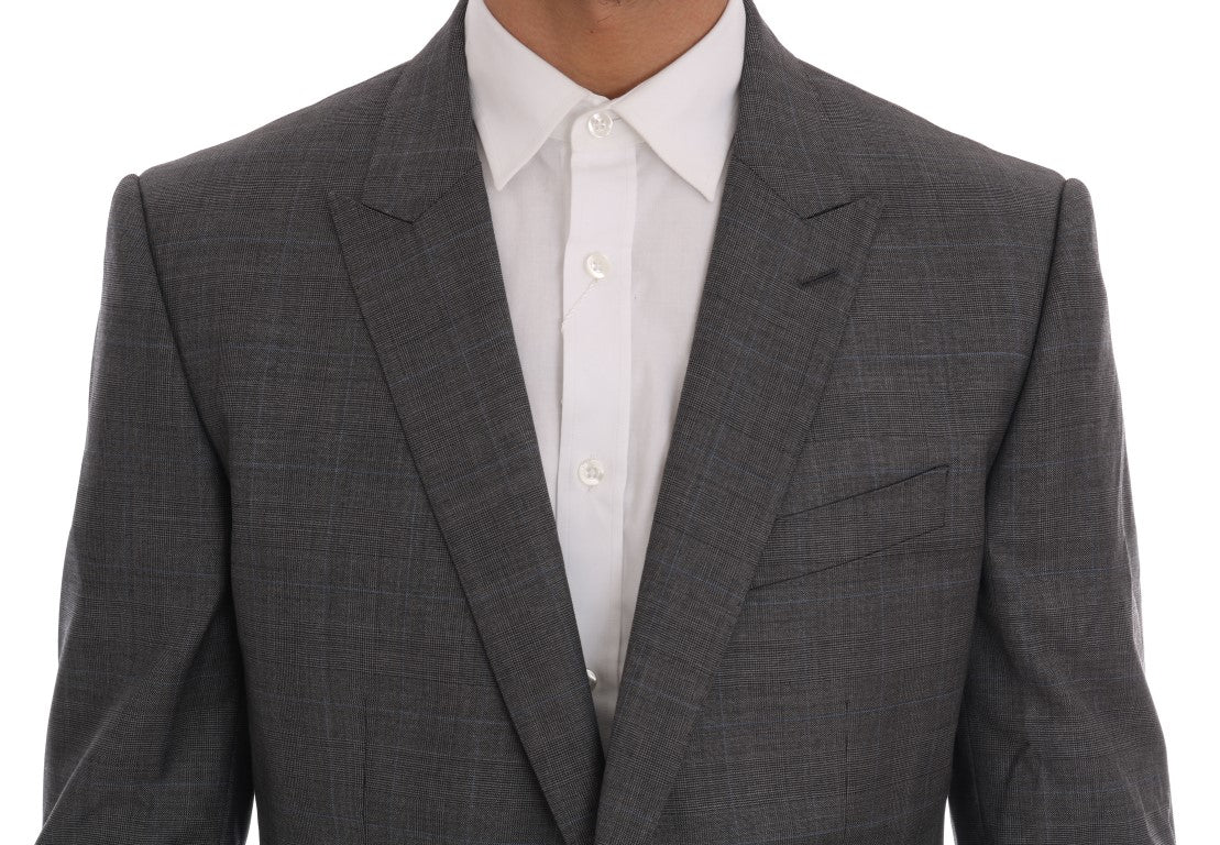 Dolce & Gabbana Sleek Gray Checkered Wool Blazer