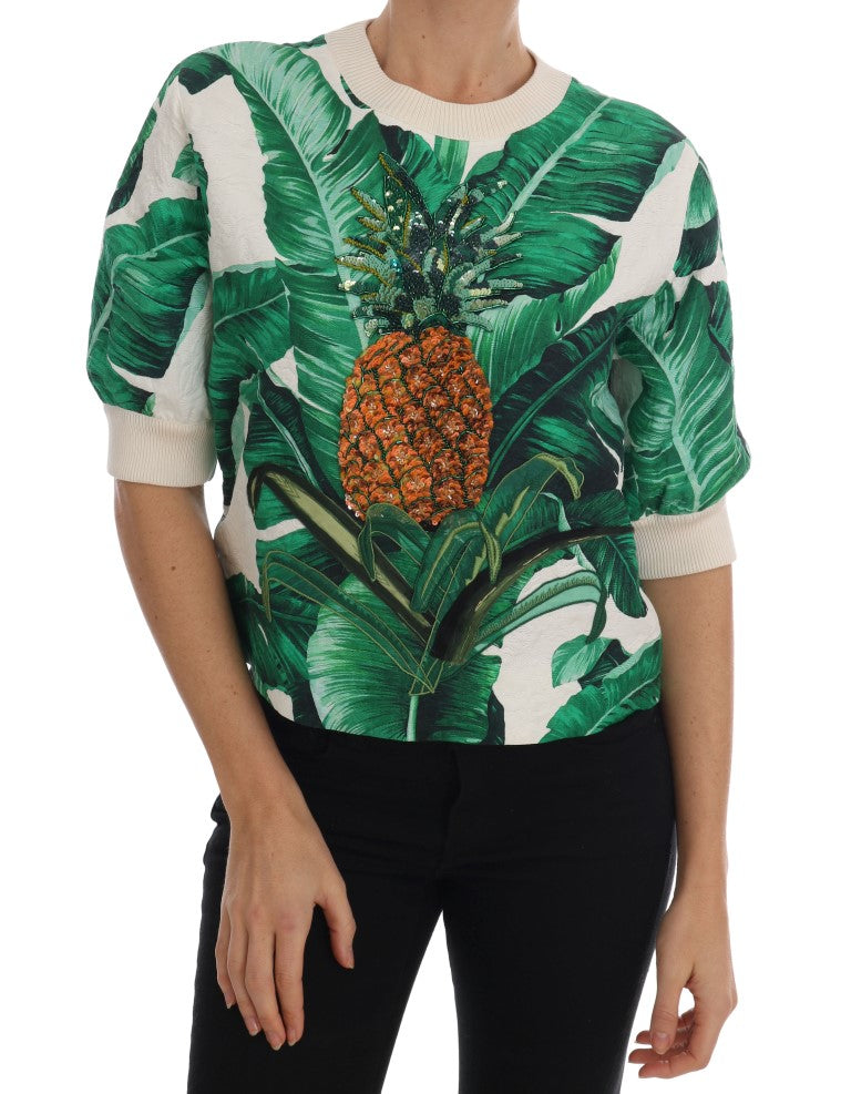 Dolce & Gabbana Tropical Sequined Sweater - Lush Greenery Edition