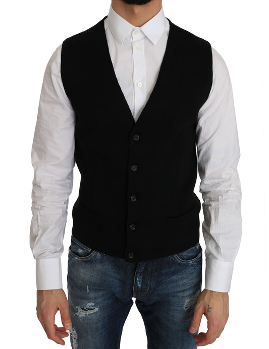 Dolce & Gabbana Sleek Black Cotton Formal Vest