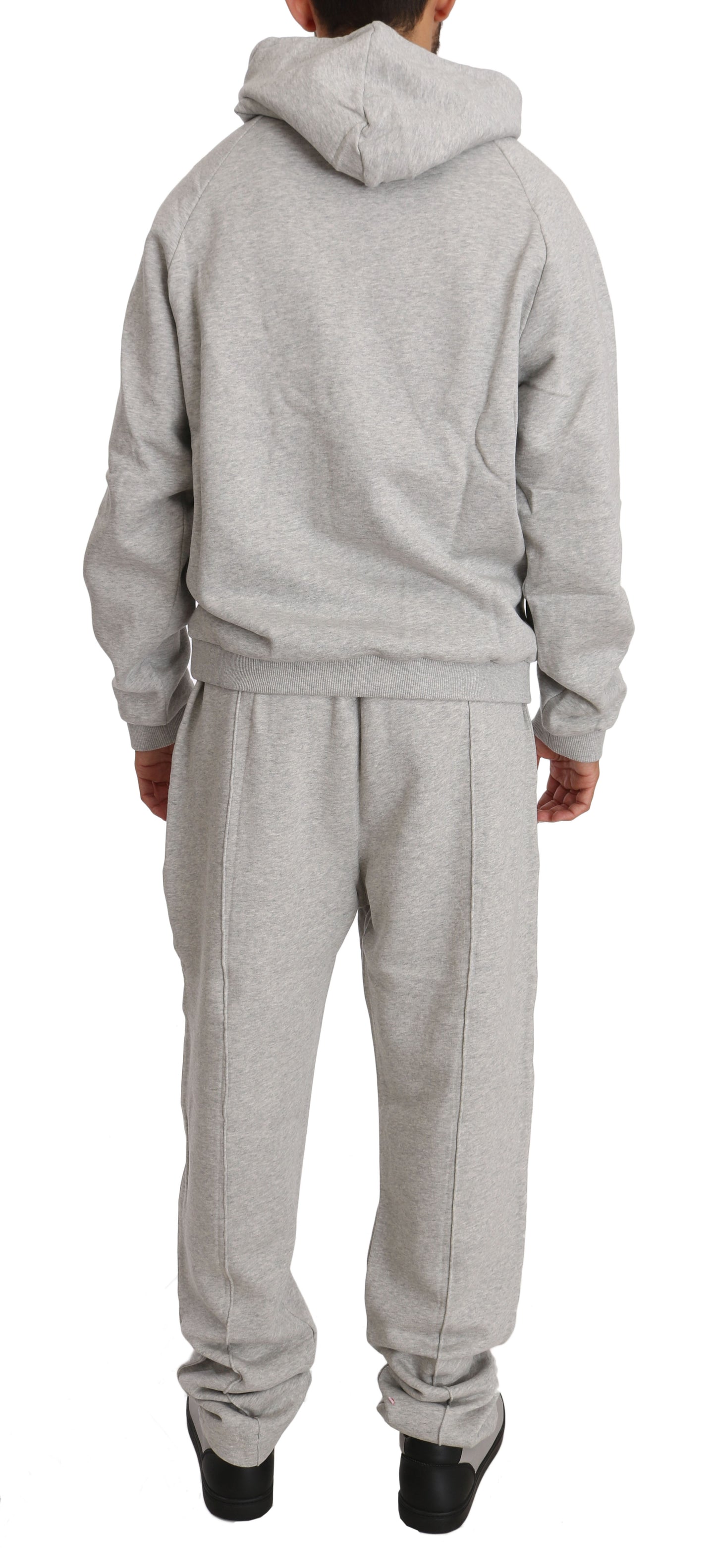 Billionaire Italian Couture Elegant Gray Cotton Sweatsuit Ensemble