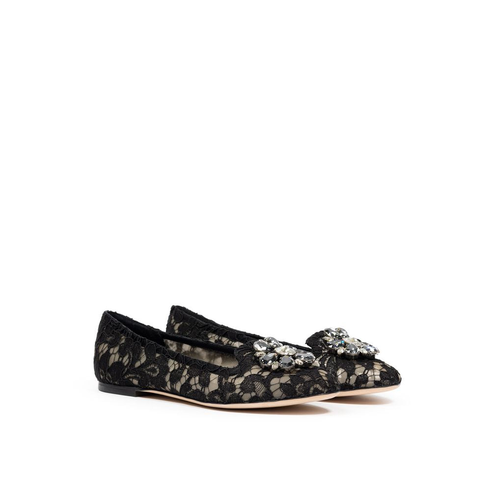 Dolce & Gabbana Black Viscose Flat Shoe