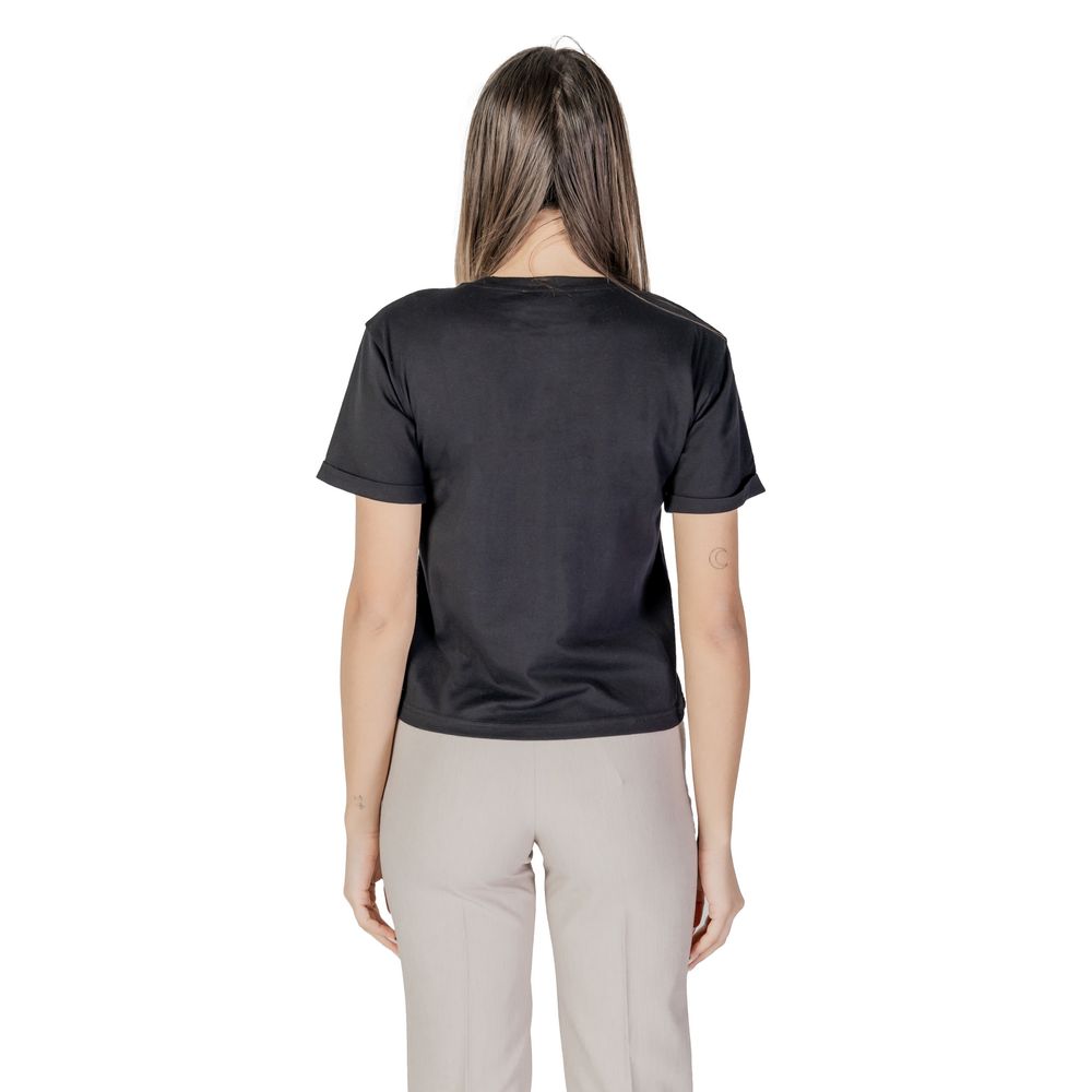 Morgan De Toi Black Cotton Tops & T-Shirt