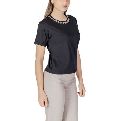 Morgan De Toi Black Cotton Tops & T-Shirt