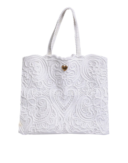 Dolce & Gabbana Bag White Cordonetto Lace Beatrice Shopping Tote