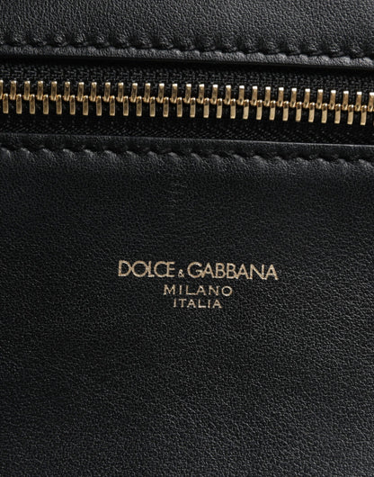 Dolce & Gabbana Black Calfskin Leather Gothic Messenger Bag