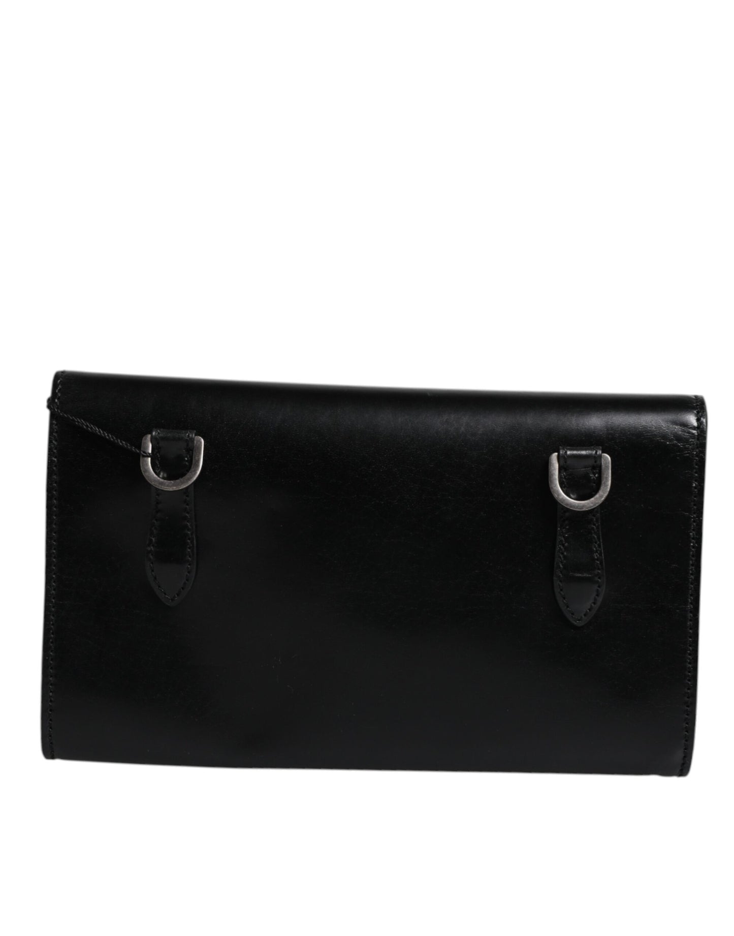 Dolce & Gabbana Black Leather Logo Embossed Crossbody Bag