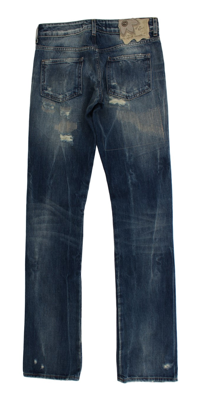 Cavalli Elegant Flare Fit Blue Denim Jeans