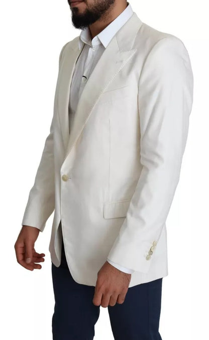 Dolce & Gabbana White Silk Single Breasted SARTORIA Blazer