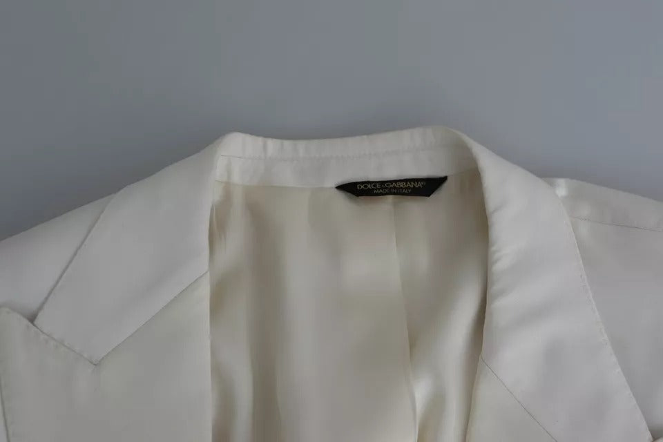 Dolce & Gabbana White Silk Single Breasted SARTORIA Blazer