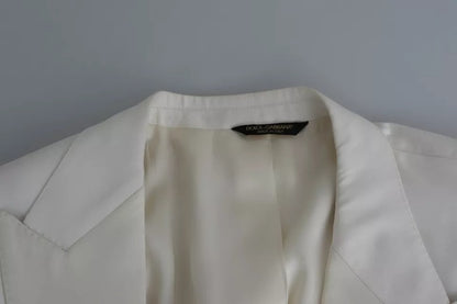 Dolce & Gabbana White Silk Single Breasted SARTORIA Blazer