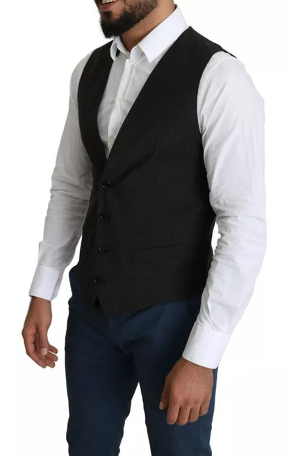 Dolce & Gabbana Black Men Formal STAFF Dress Waistcoat Vest